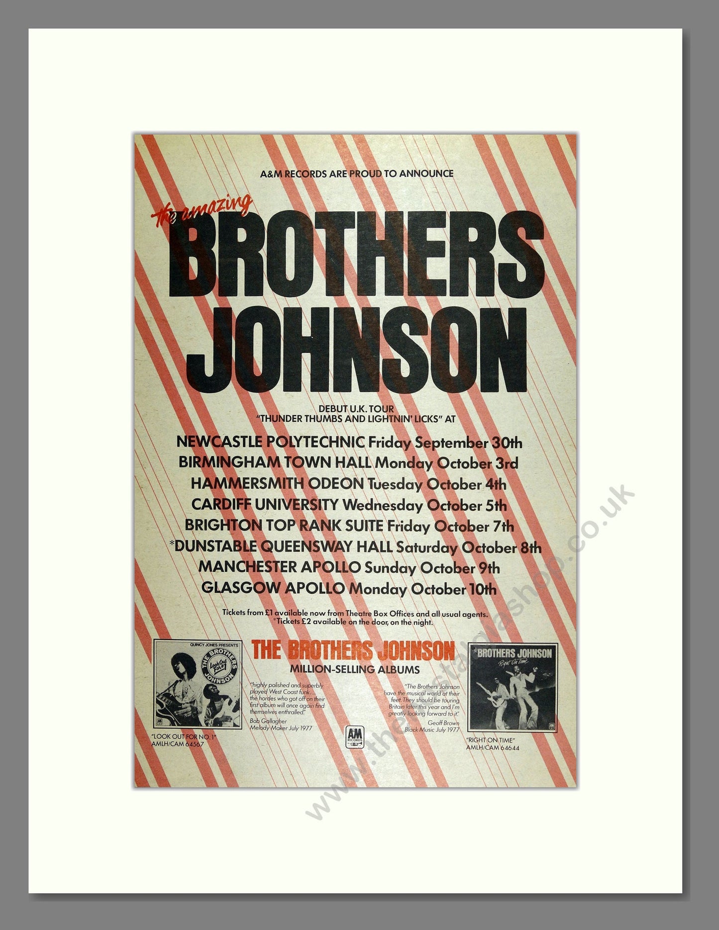 Brothers Johnson - UK Tour. Vintage Advert 1977 (ref AD16096)