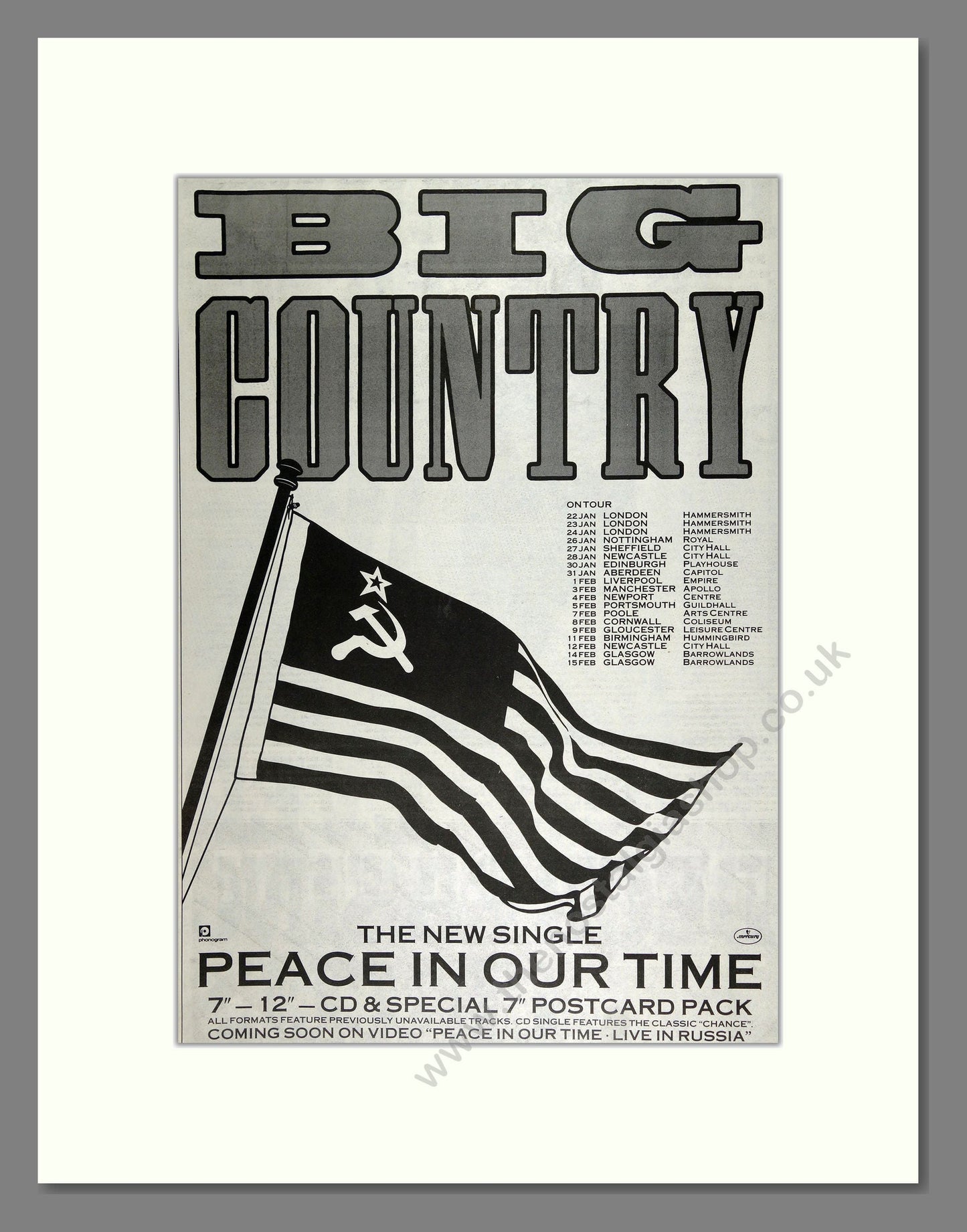 Big Country - Peace in Our Time UK Tour. Vintage Advert 1989 (ref AD16100)