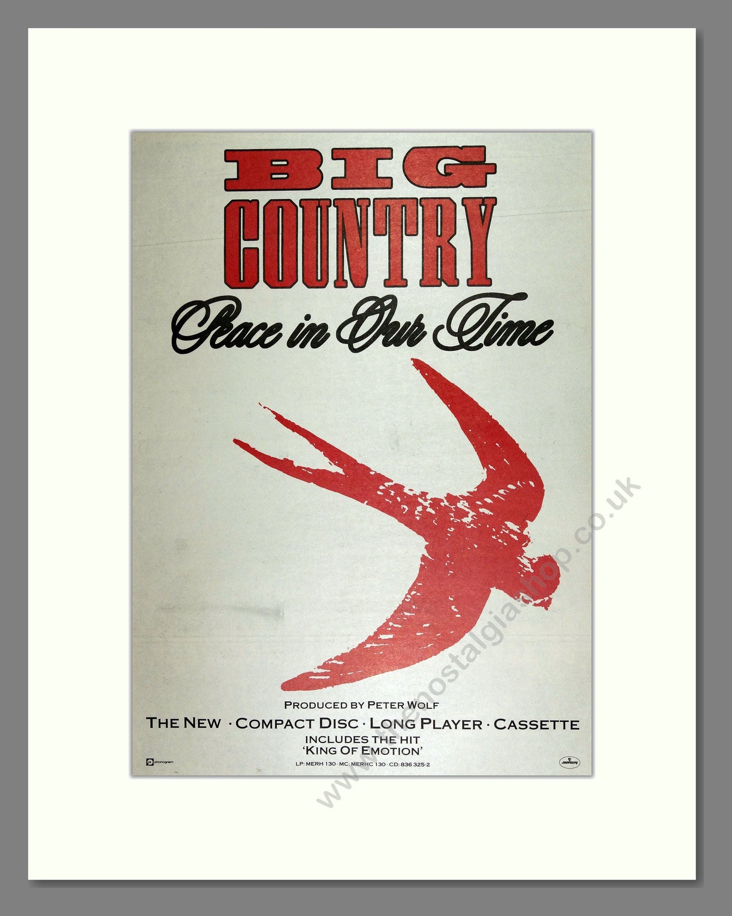 Big Country - Peace in Our Time. Vintage Advert 1988 (ref AD16101)