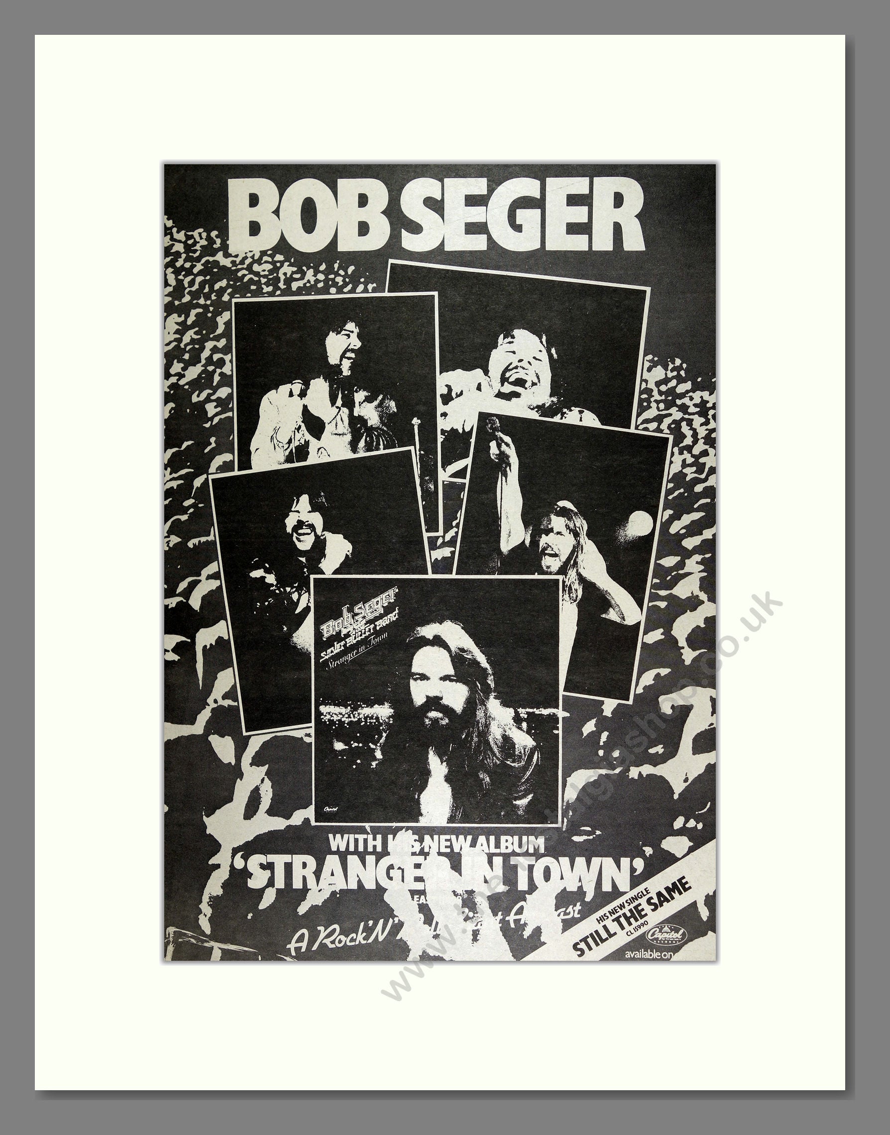 Bob Seger - Stanger in Town. Vintage Advert 1978 (ref AD16122)