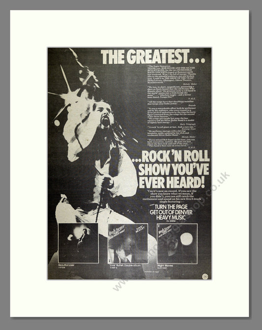 Bob Seger - Greatest Hits. Vintage Advert 1977 (ref AD16123)