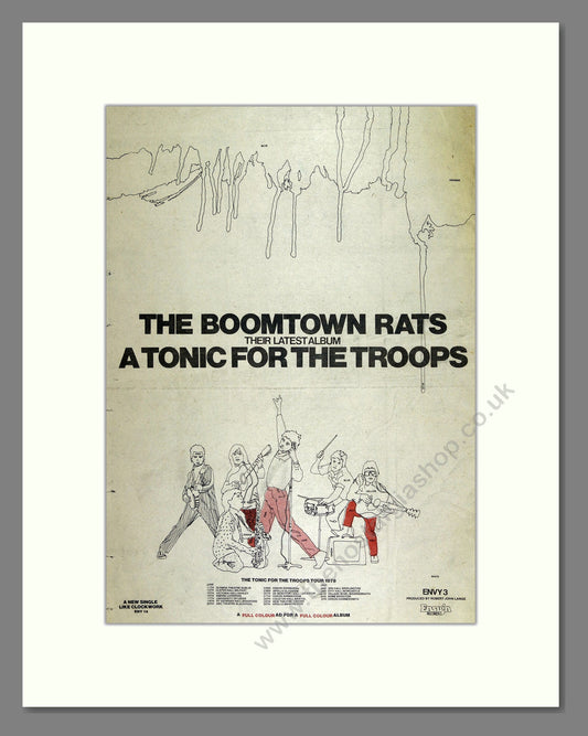 Boomtown Rats - Tonic for the Troops Tour. Vintage Advert 1978 (ref AD16130)