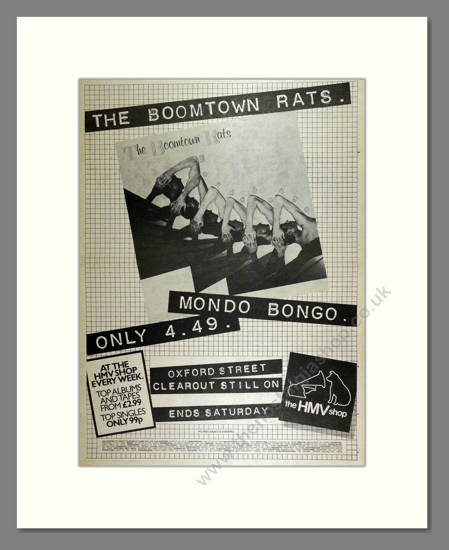 Boomtown Rats - Mondo Bongo. Vintage Advert 1981 (ref AD16141)