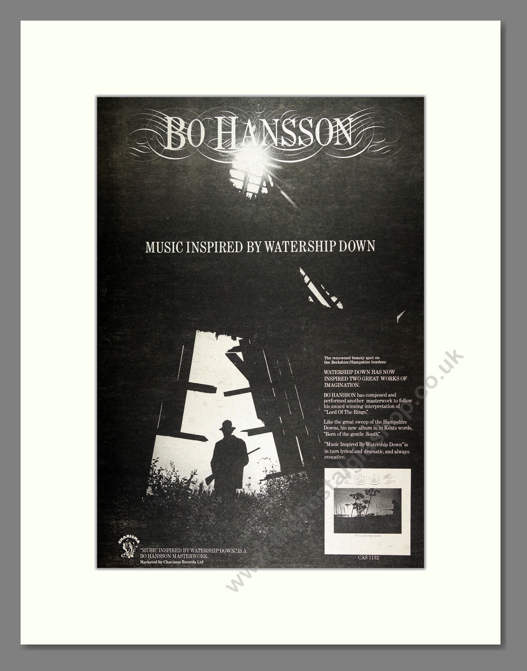 Bo Hansson - Watership Down Music. Vintage Advert 1977 (ref AD16145)