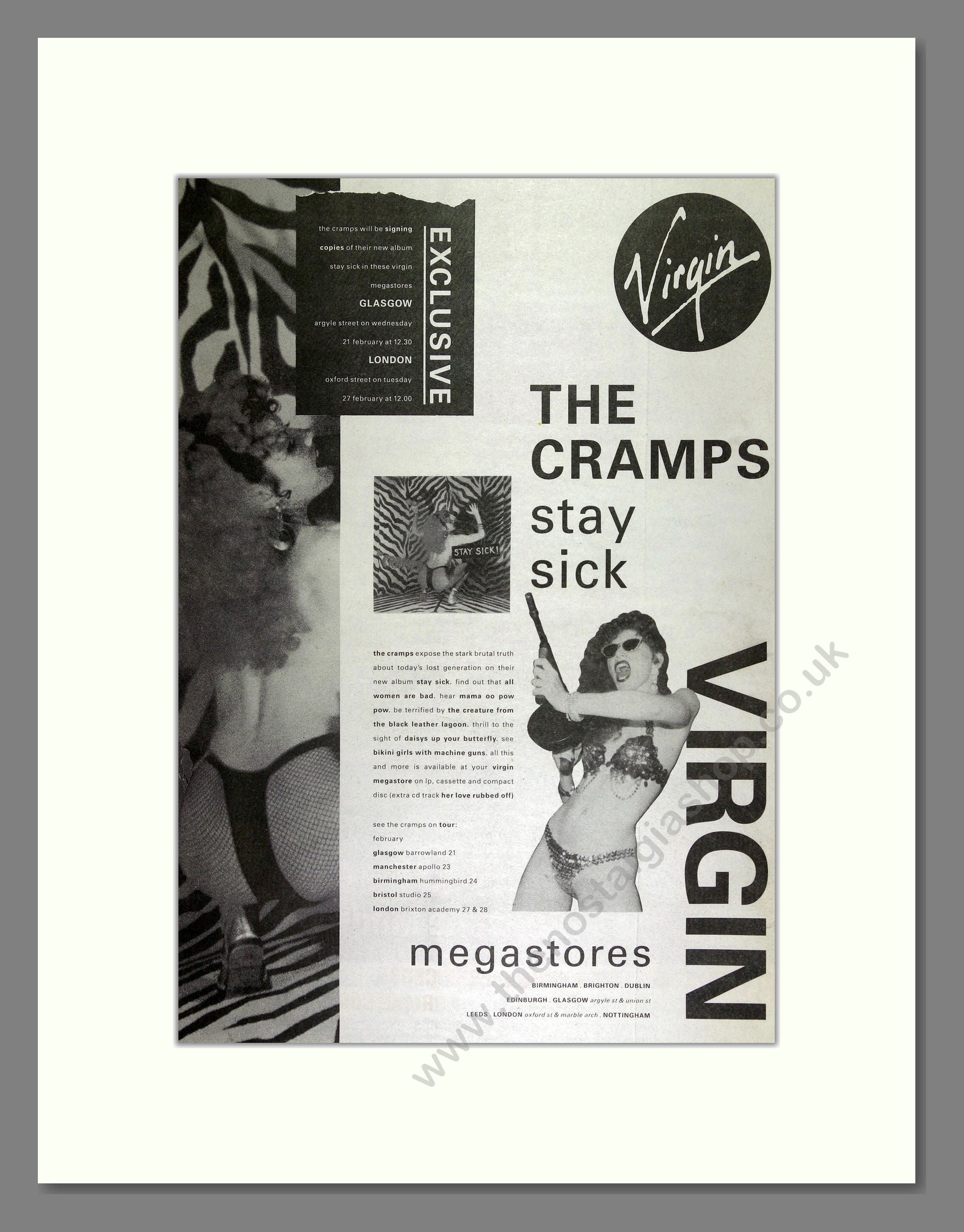 Cramps (The) - Stay Sick. Vintage Advert 1990 (ref AD16275)