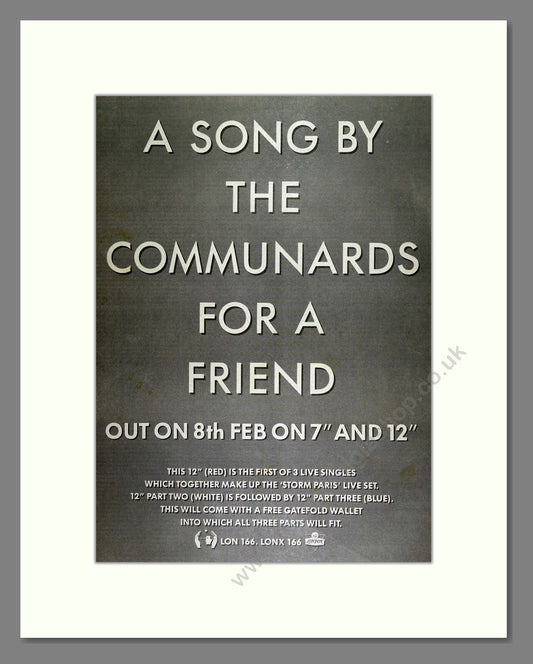 Communards (The)  - For a Friend. Vintage Advert 1988 (ref AD16276)