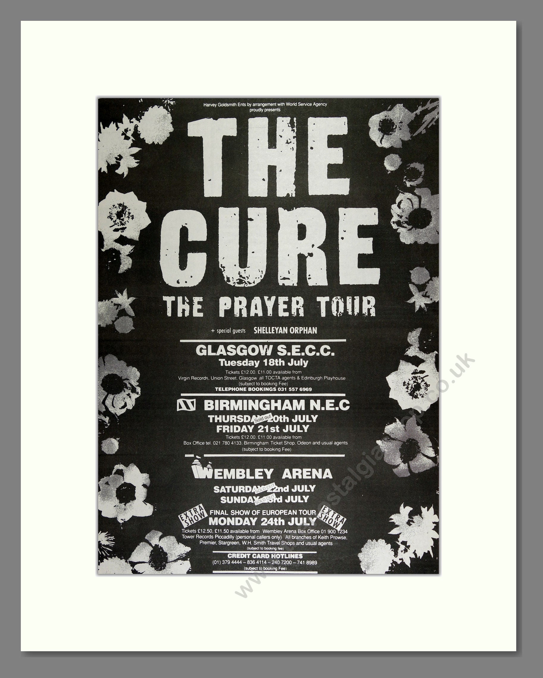 Cure (The) - The Prayer Tour. Vintage Advert 1989 (ref AD16317)