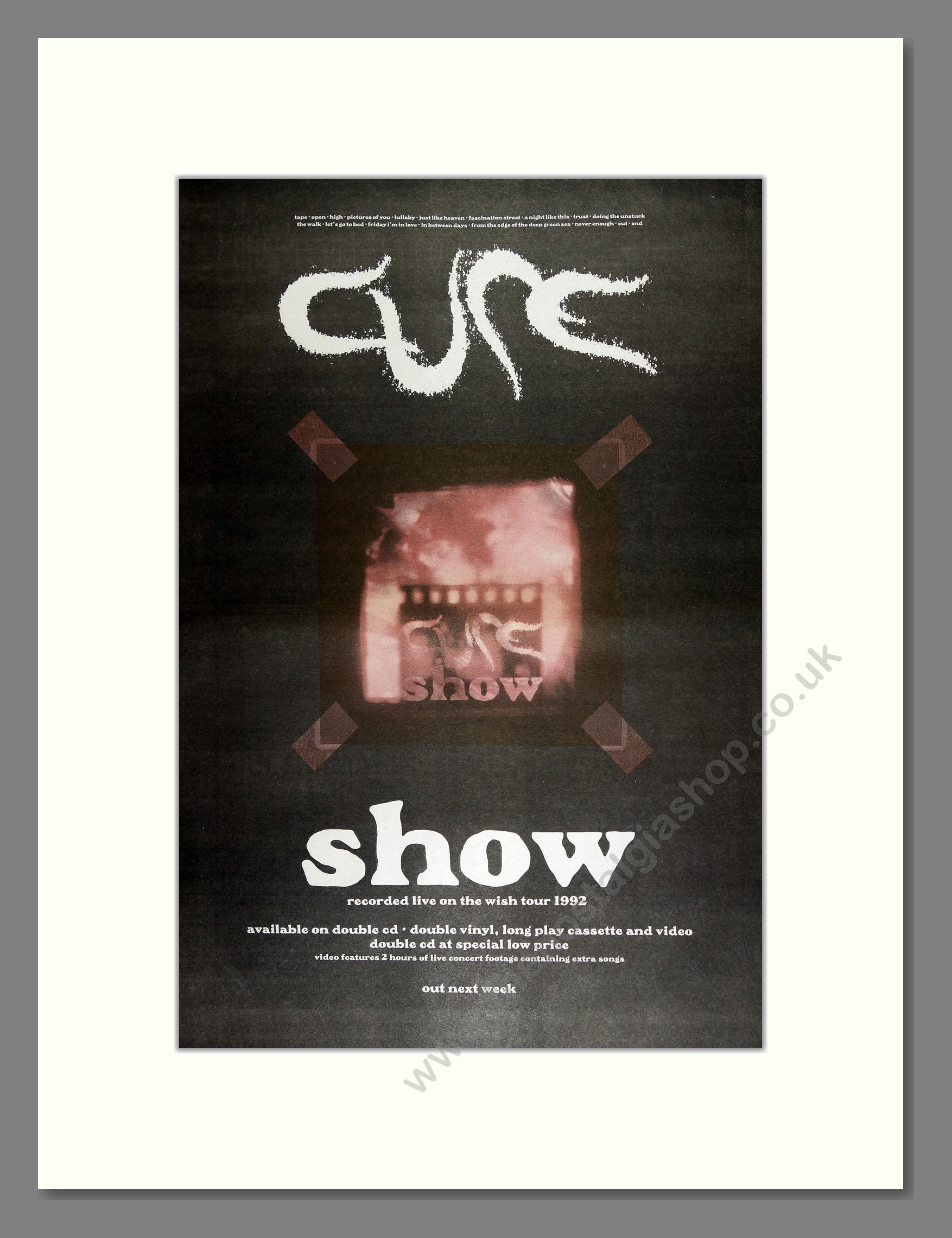 Cure (The) - Show (Wish Tour Live 1992). Vintage Advert 1993 (ref AD16318)