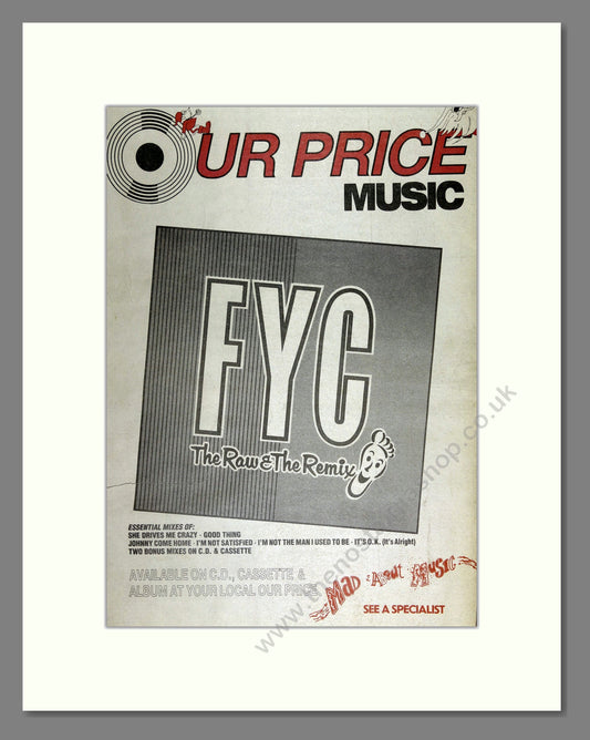 Fine Young Cannibals (FYC) - The Raw and The Remix. Vintage Advert 1990 (ref AD16346)