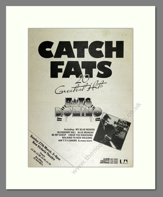 Fats Domino - Catch Fats Greatest Hits. Vintage Advert 1977 (ref AD16354)