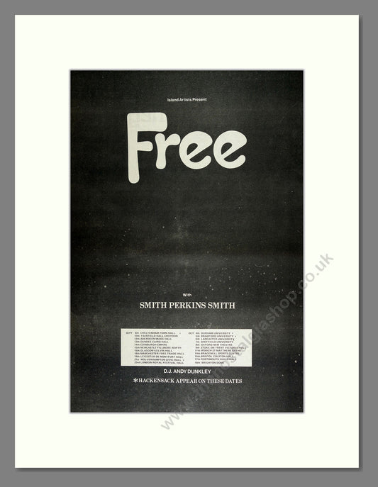 Free - UK Tour. Vintage Advert 1972 (ref AD16362)