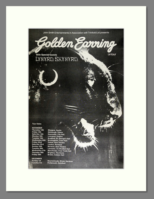 Golden Earring and Lynyrd Skynyrd - UK Tour. Vintage Advert 1974 (ref AD16386)