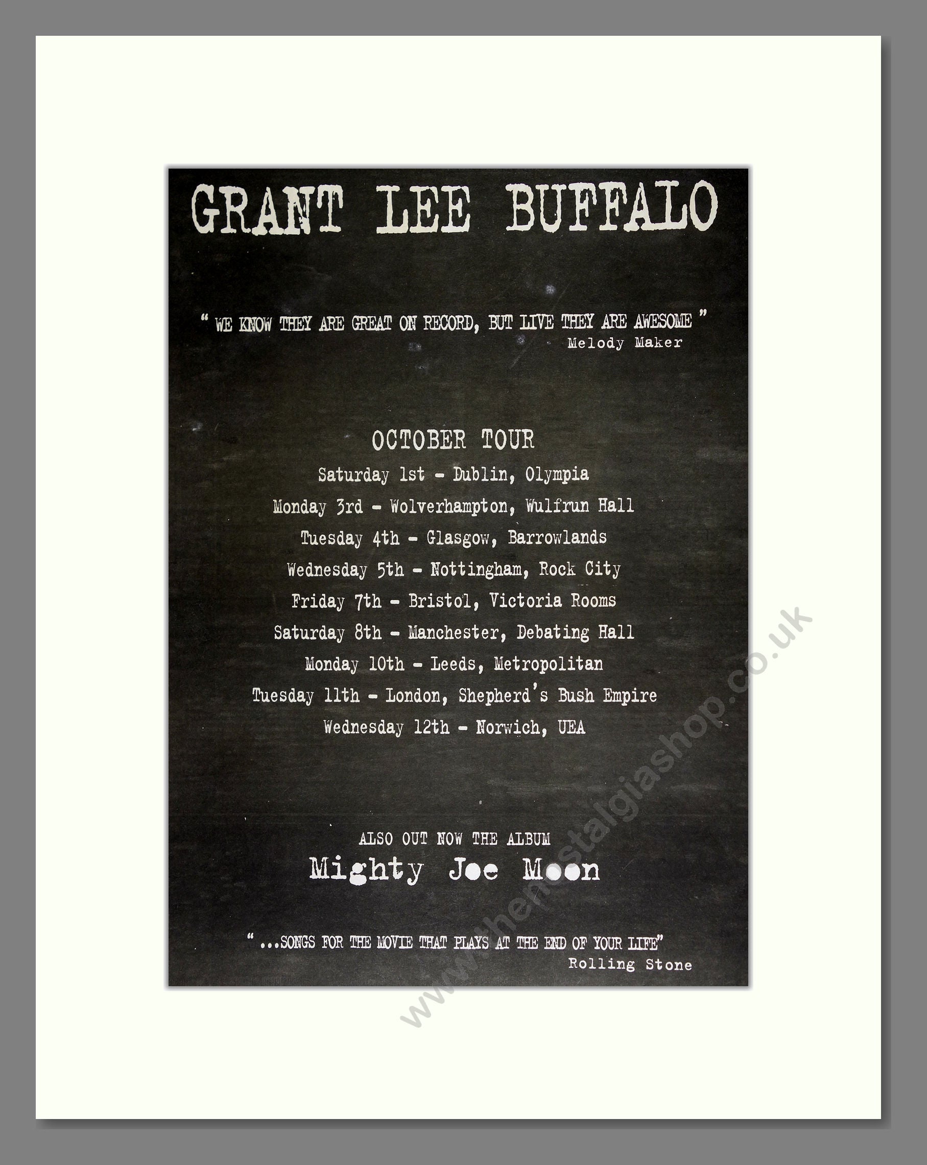 Grant Lee Buffalo - UK Tour. Vintage Advert 1994 (ref AD16388)