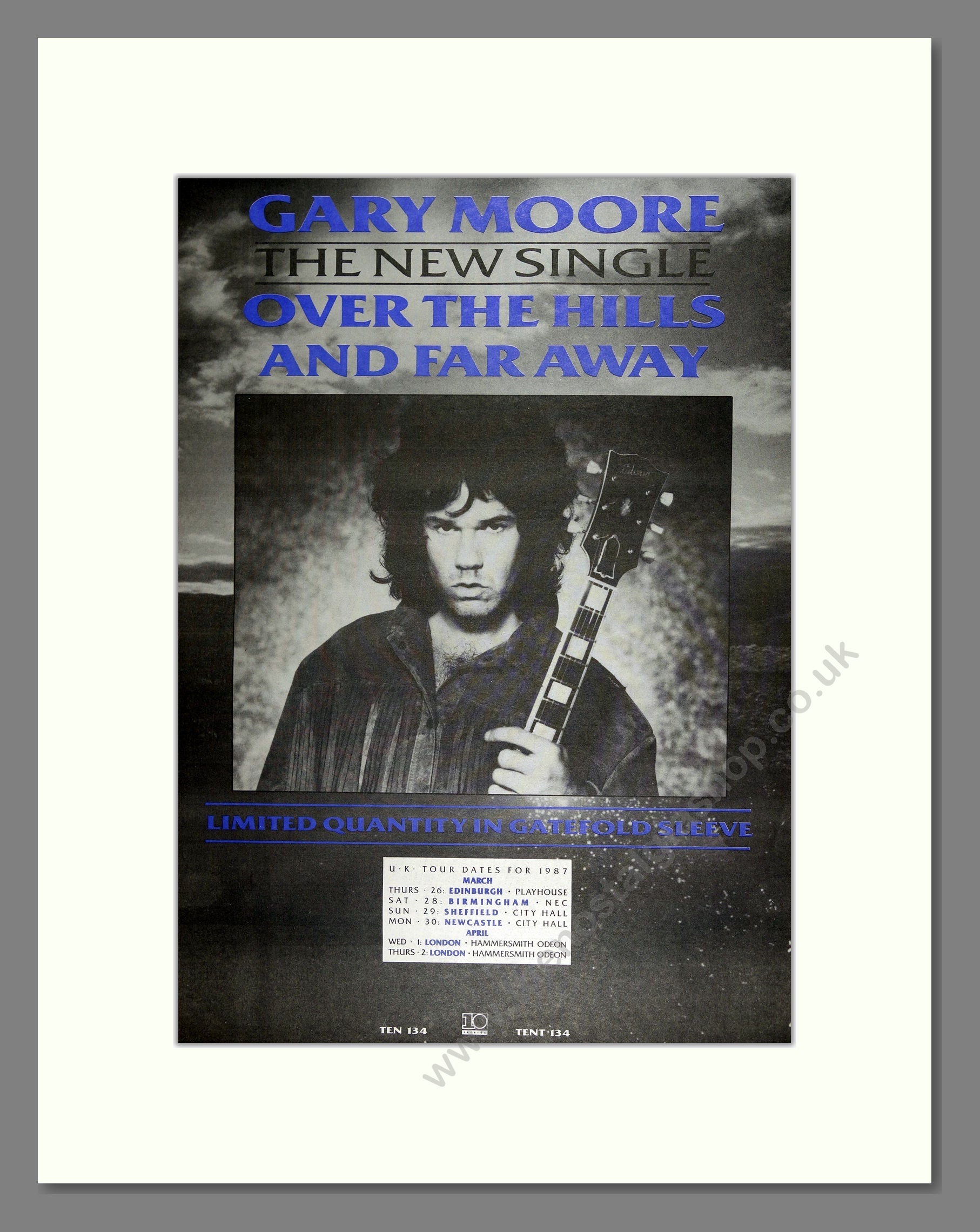 Gary Moore - Over The Hills And Far Away. Vintage Advert 1986 (ref AD16392)