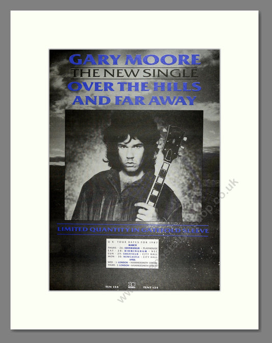 Gary Moore - Over The Hills And Far Away. Vintage Advert 1986 (ref AD16392)