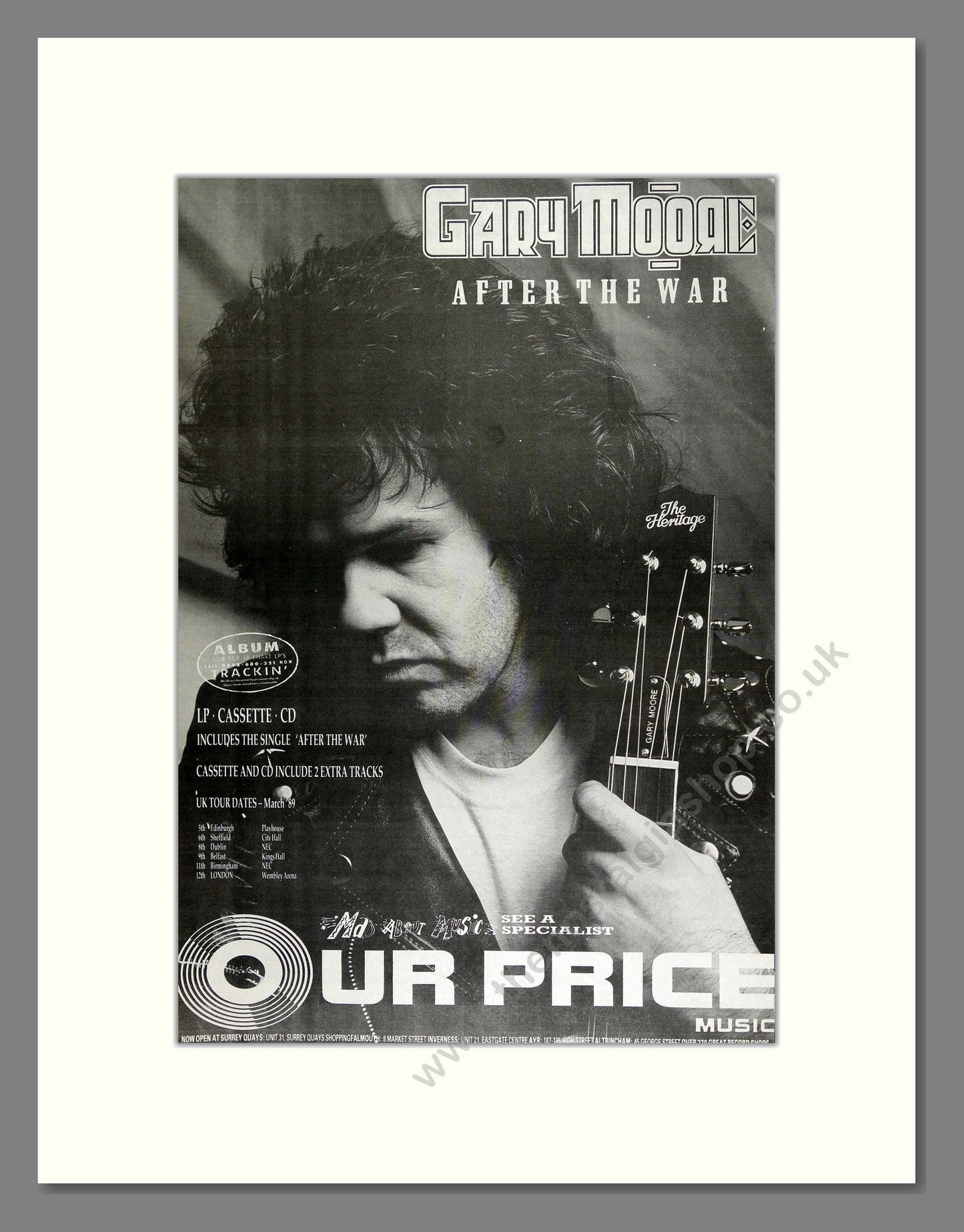 Gary Moore - After The War. Vintage Advert 1989 (ref AD16393)