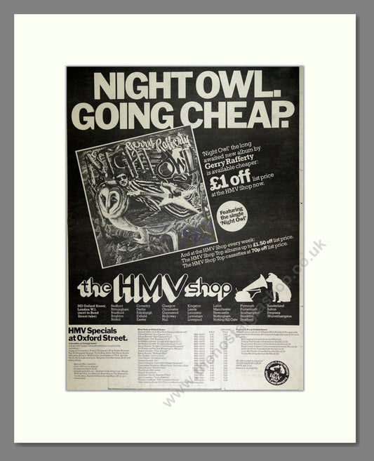 Gerry Rafferty - Night Owl. Vintage Advert 1979 (ref AD16394)