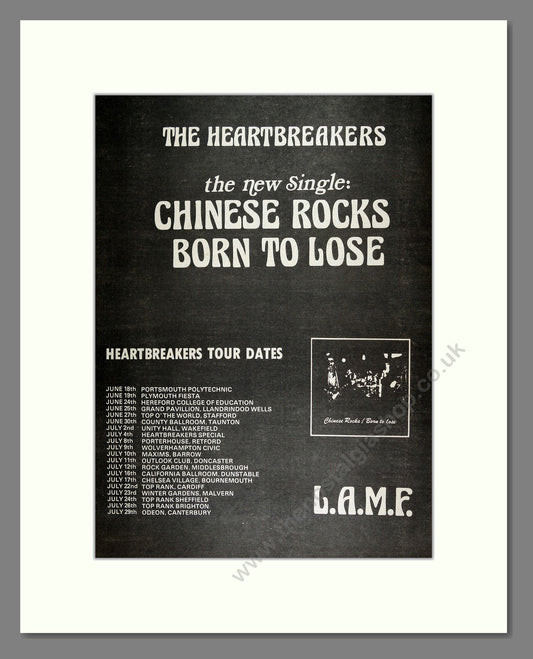 Heartbreakers (The) - Chinese Rocks Born To Lose. Vintage Advert 1977 (ref AD16430)