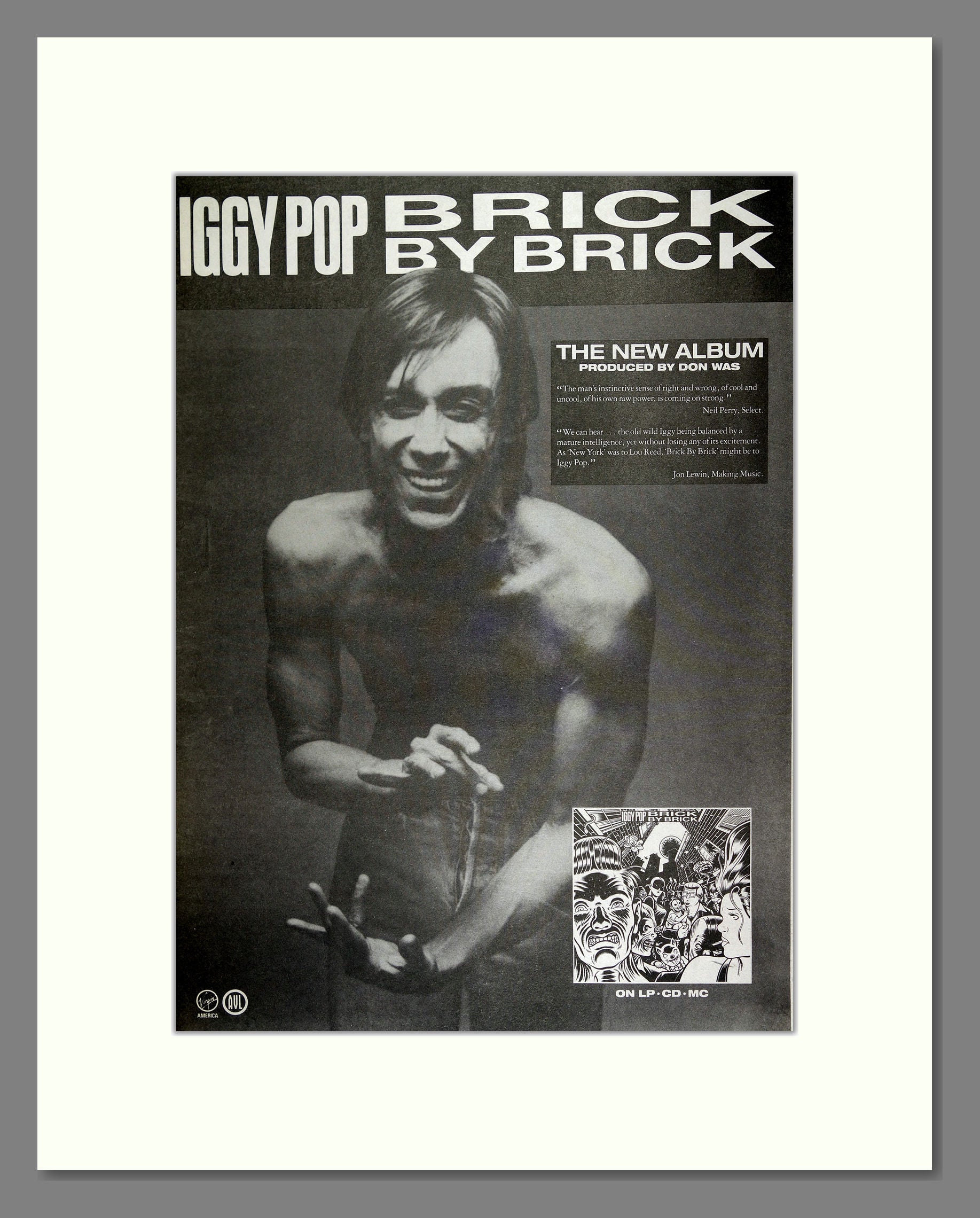 Iggy Pop - Brick By Brick. Vintage Advert 1990 (ref AD16439)