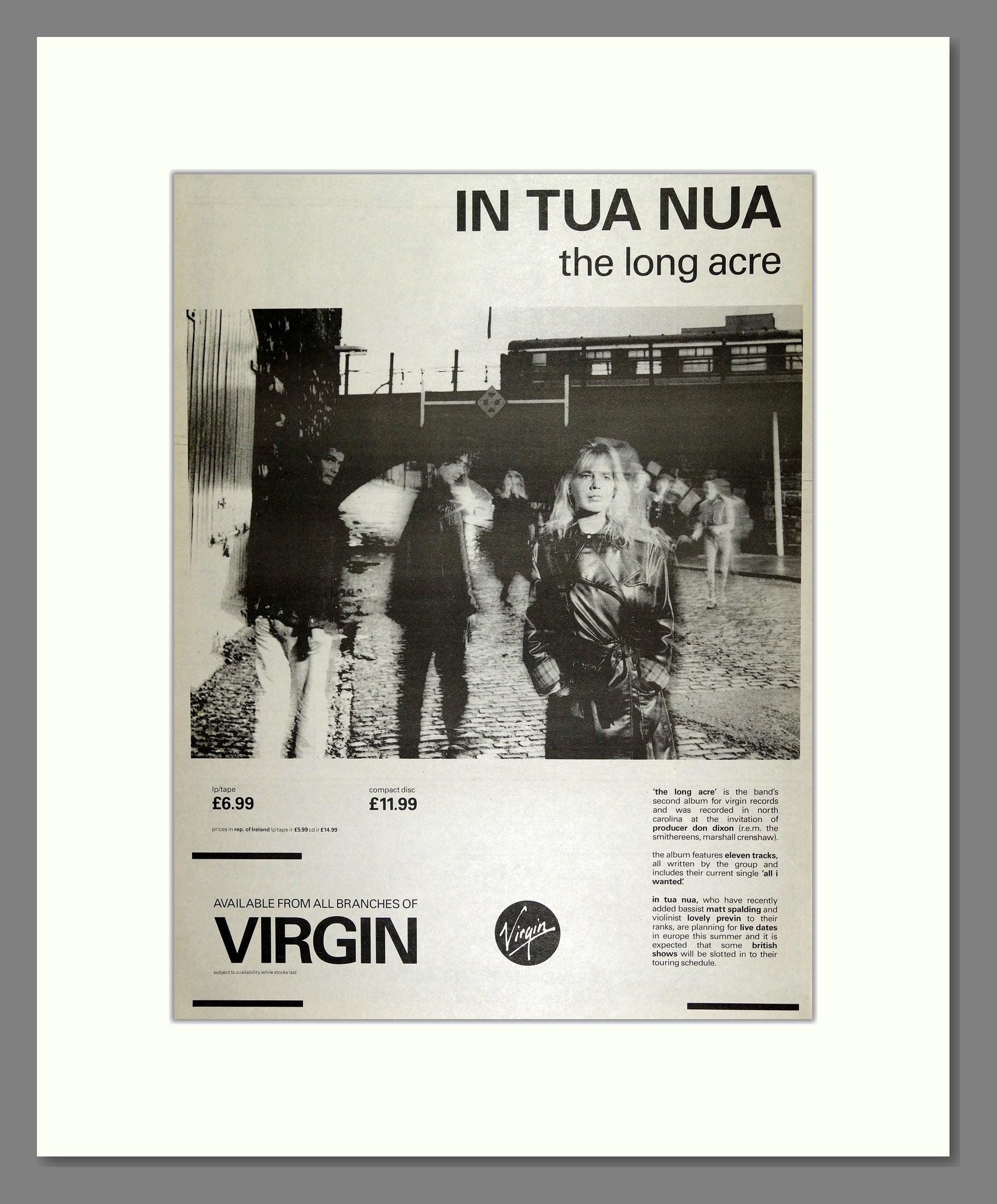 In Tua Nua - The Long Acre. Vintage Advert 1988 (ref AD16451)