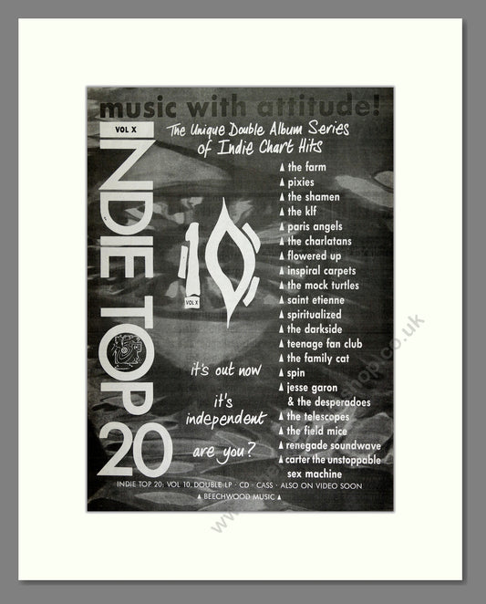 Various - Indie Top 20. Vintage Advert 1990 (ref AD16452)