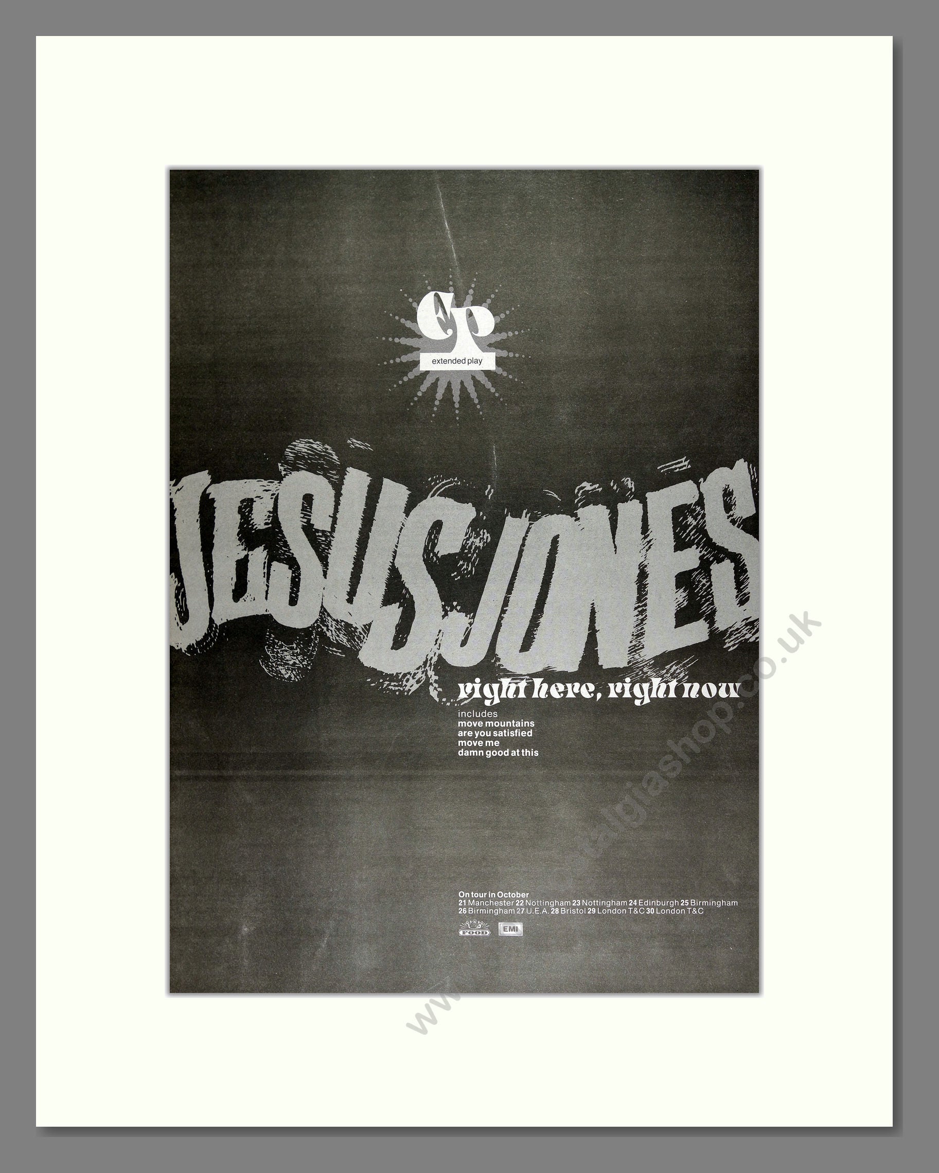 Jesus Jones - Right Here Right Now. Vintage Advert 1990 (ref AD16468)