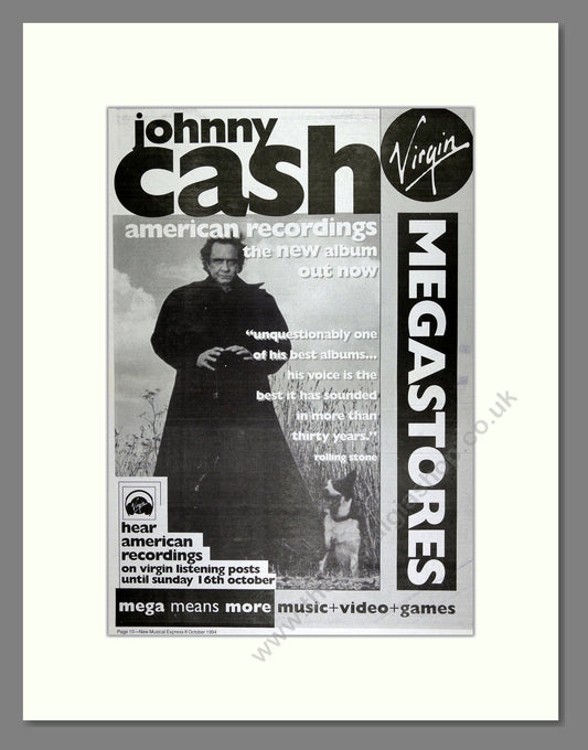 Johnny Cash - American Recordings. Vintage Advert 1994 (ref AD16480)