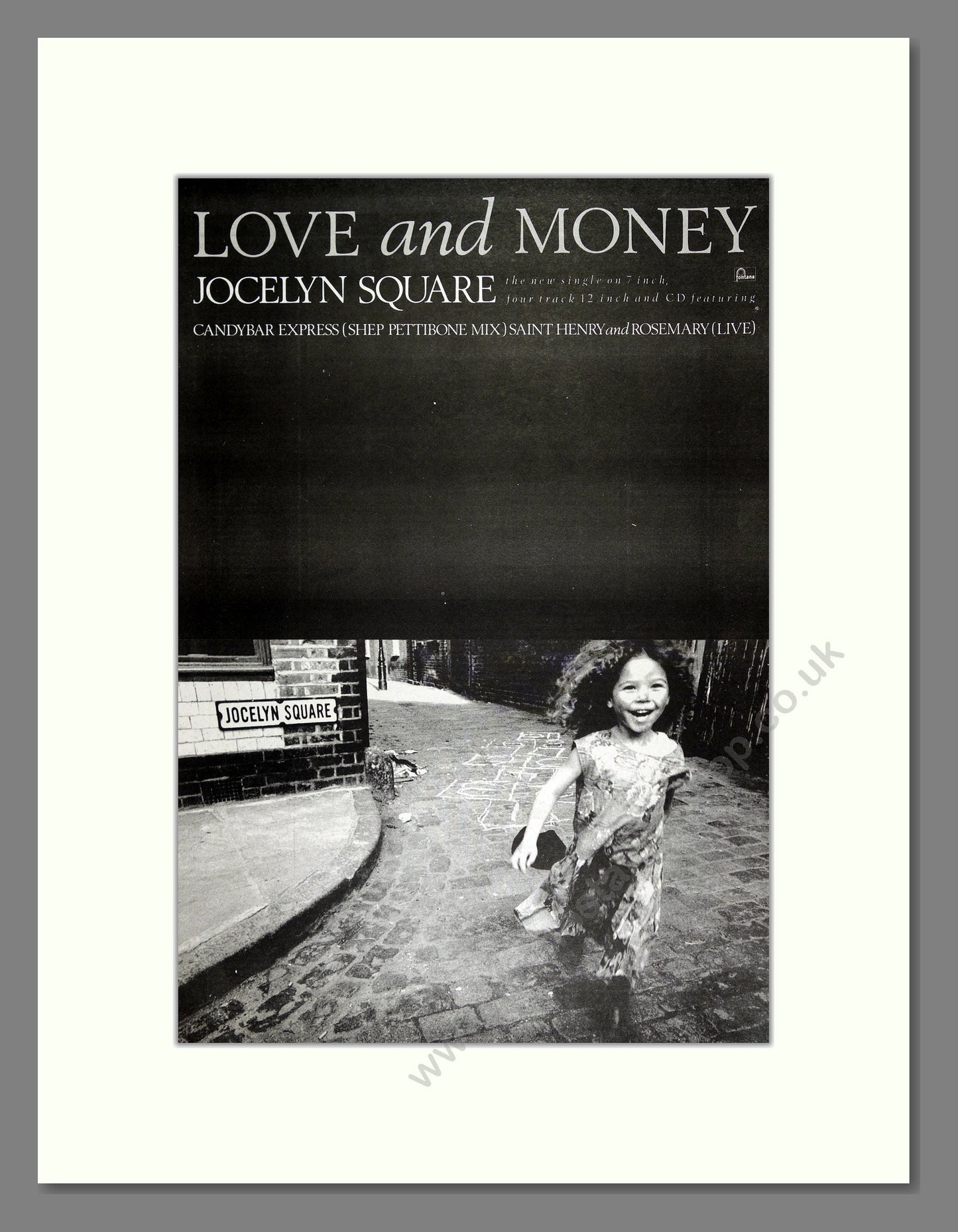 Jocelyn Square - Love and Money. Vintage Advert 1989 (ref AD16486)