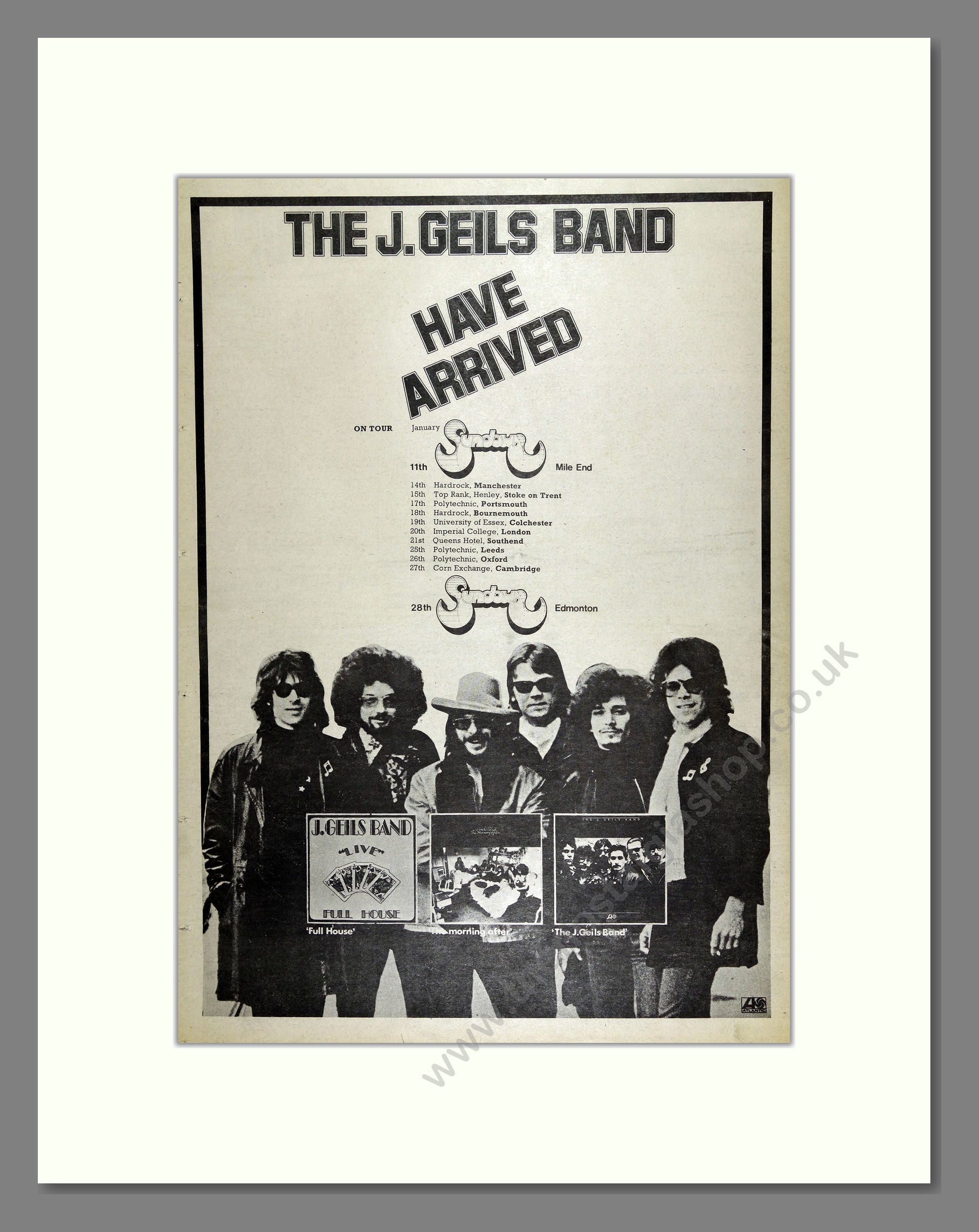 J.Geils Band (The) - UK Tour. Vintage Advert 1973 (ref AD16490)