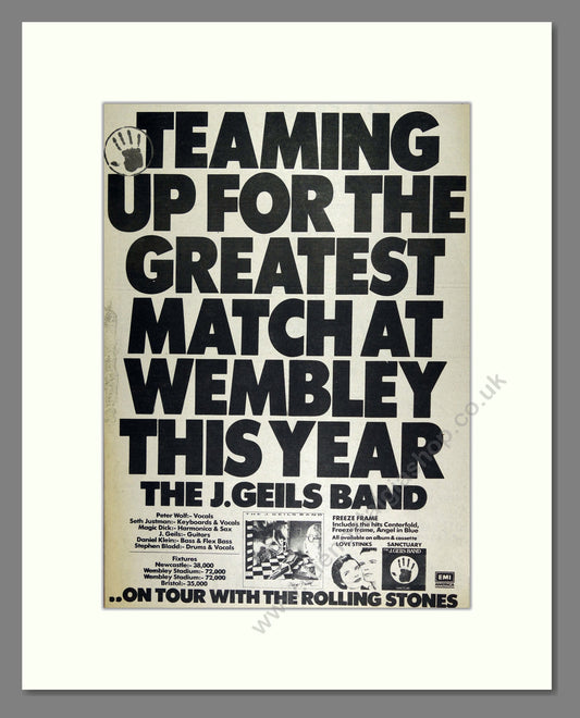 J.Geils Band (The) - Wembley with The Rolling Stones. Vintage Advert 1982 (ref AD16491)