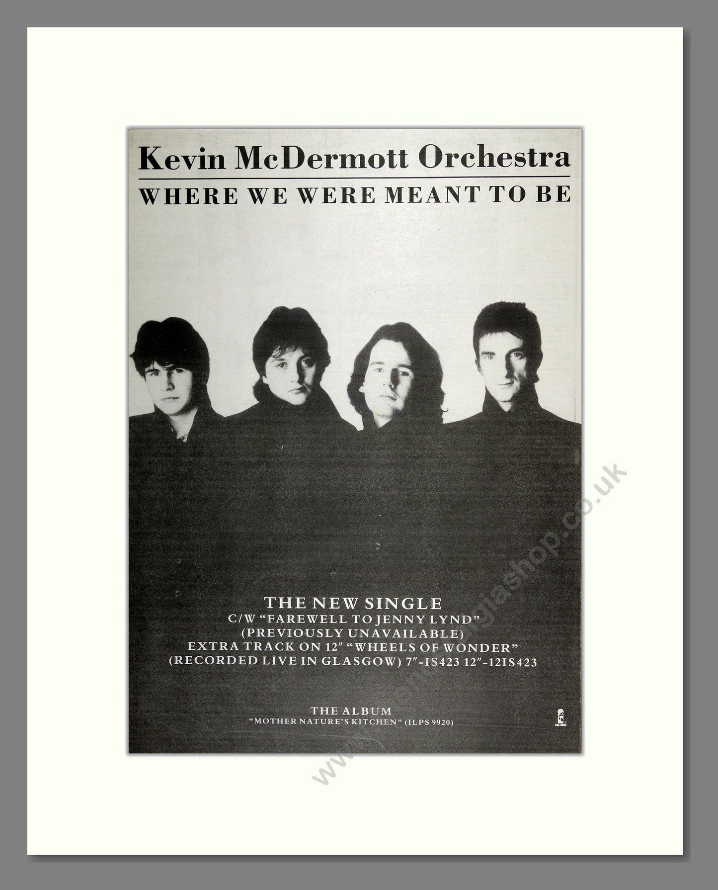 Kevin McDermot Orchestra - Where We Were Meant To Be. Vintage Advert 1989 (ref AD16504)