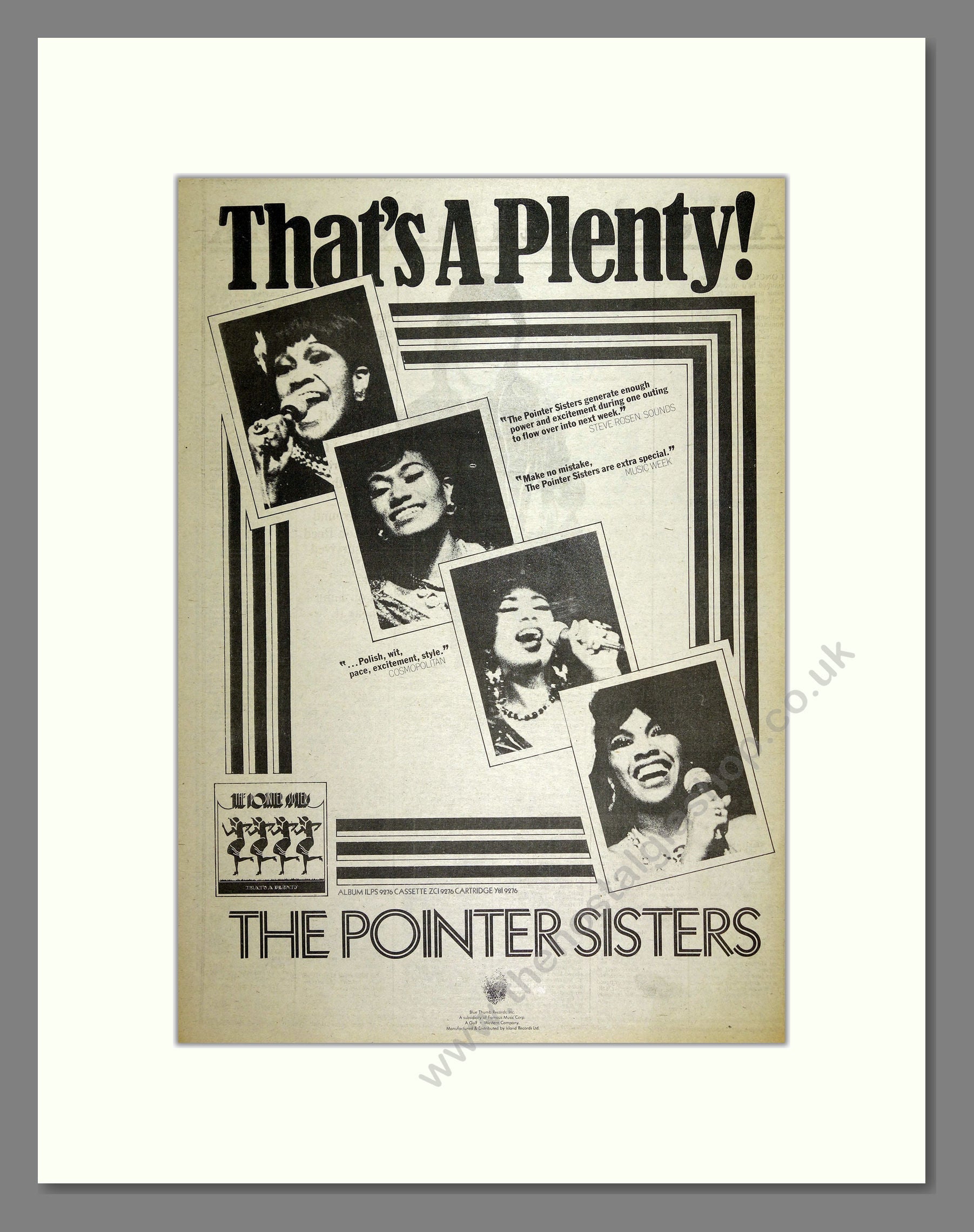 Pointer Sisters (The) - That's A Plenty. Vintage Advert 1974 (ref AD16530)