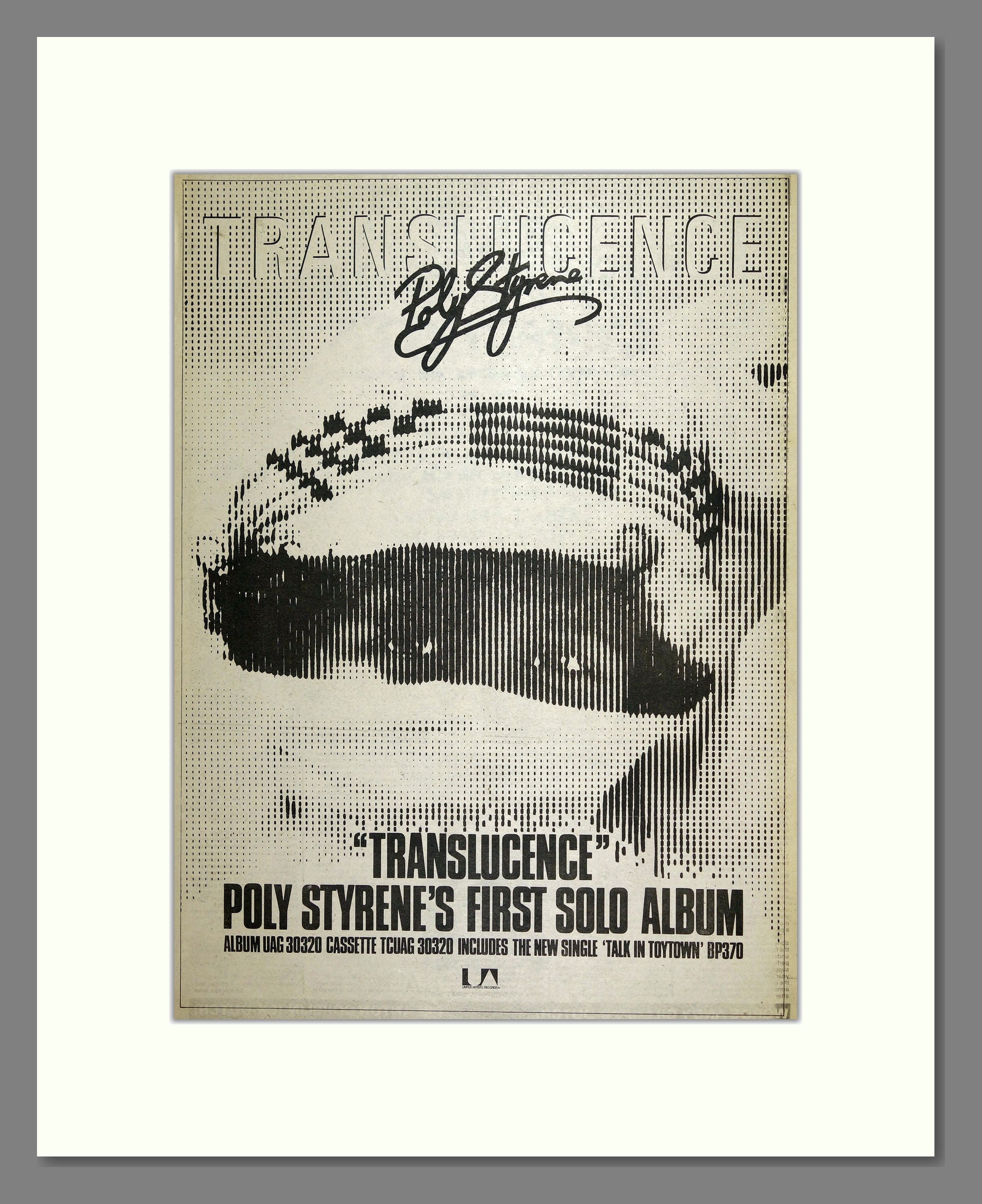 Poly Styrene - Translucence . Vintage Advert 1980 (ref AD16539)