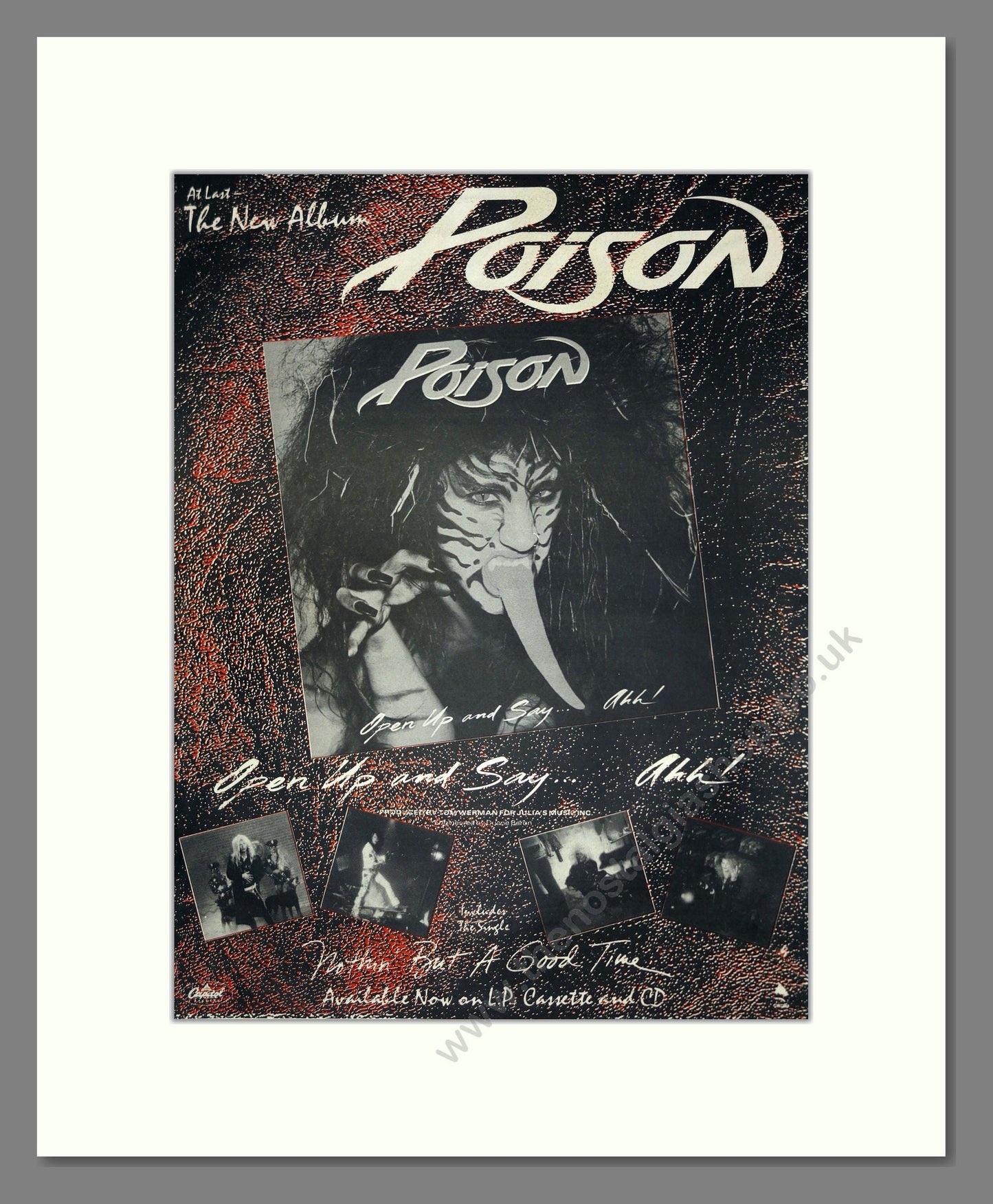 Poison - Open Up and Say Ahh!. Vintage Advert 1988 (ref AD16545)