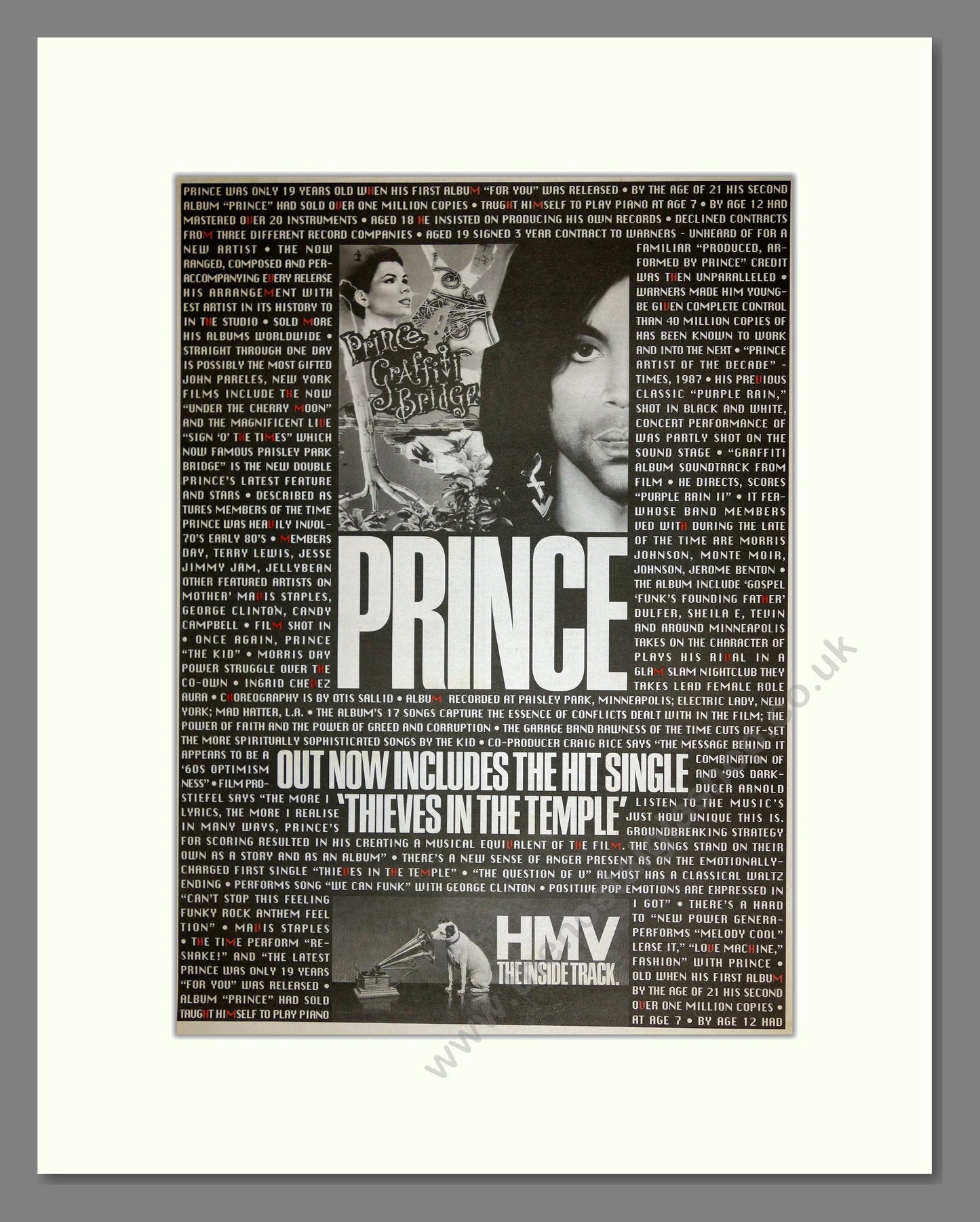 Prince - Graffiti Bridge. Vintage Advert 1990 (ref AD16556)