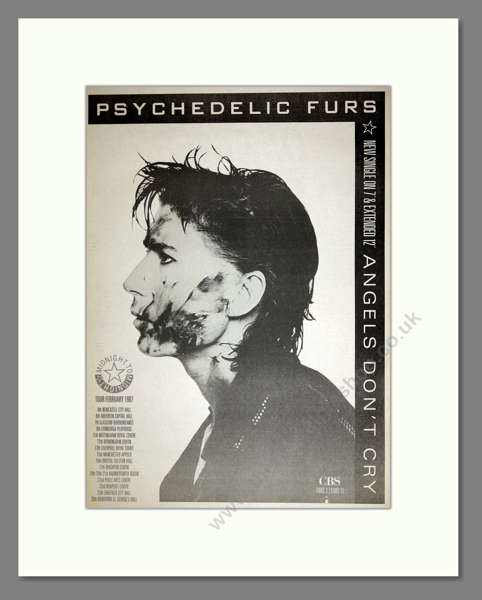 Psychedelic Furs (The) - Angels Don't Cry. Vintage Advert 1987 (ref AD16574)