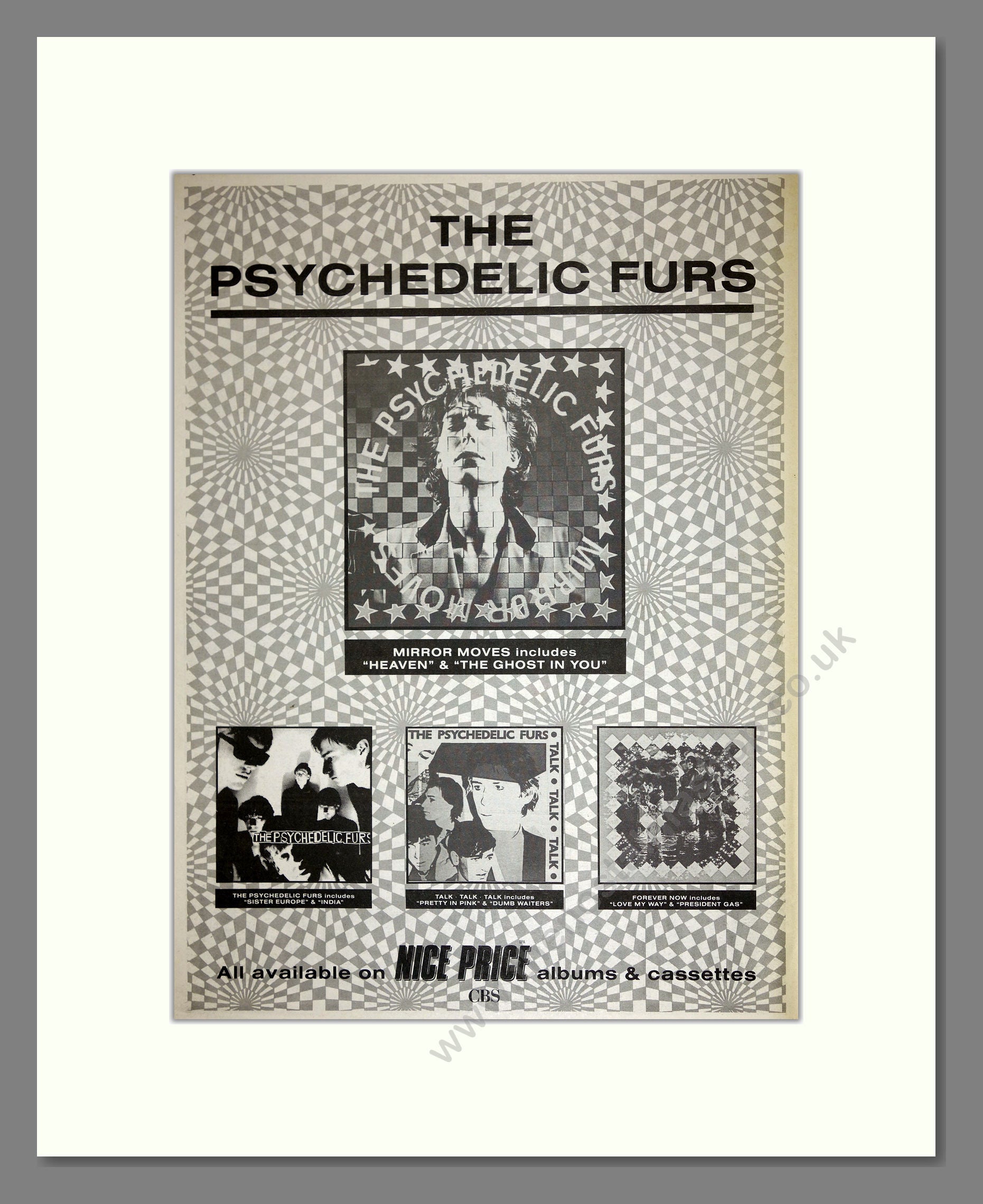 Psychedelic Furs (The) - Various Albums. Vintage Advert 1987 (ref AD16576)