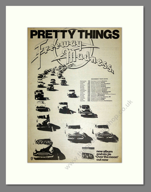 Pretty Things - Freeway Madness UK Tour. Vintage Advert 1972 (ref AD16589)