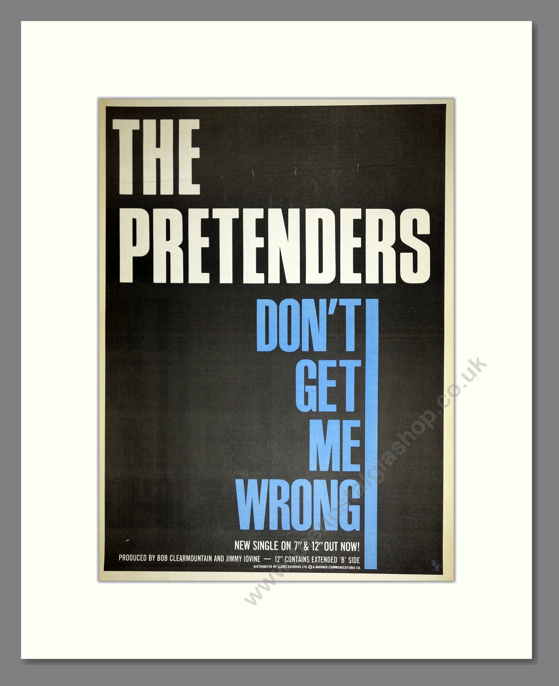 Pretenders - Don't Get Me Wrong. Vintage Advert 1986 (ref AD16599)