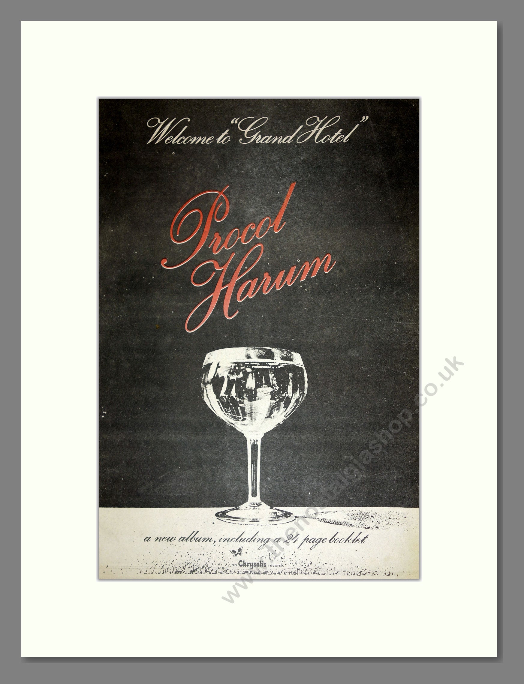 Procol Harum - Welcome to Grand Hotel. Vintage Advert 1973 (ref AD16608)