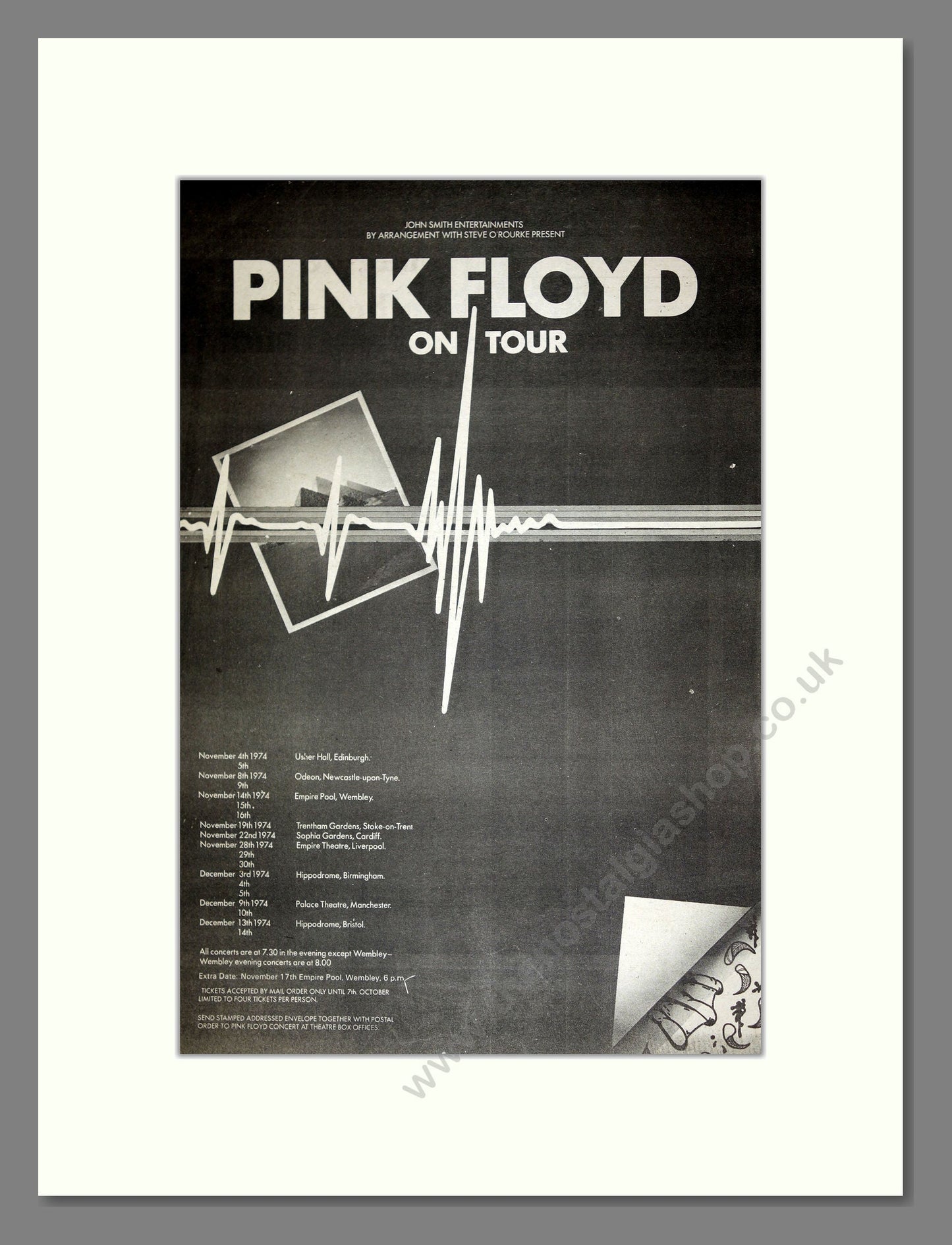 Pink Floyd - UK Tour. Vintage Advert 1974 (ref AD16692)