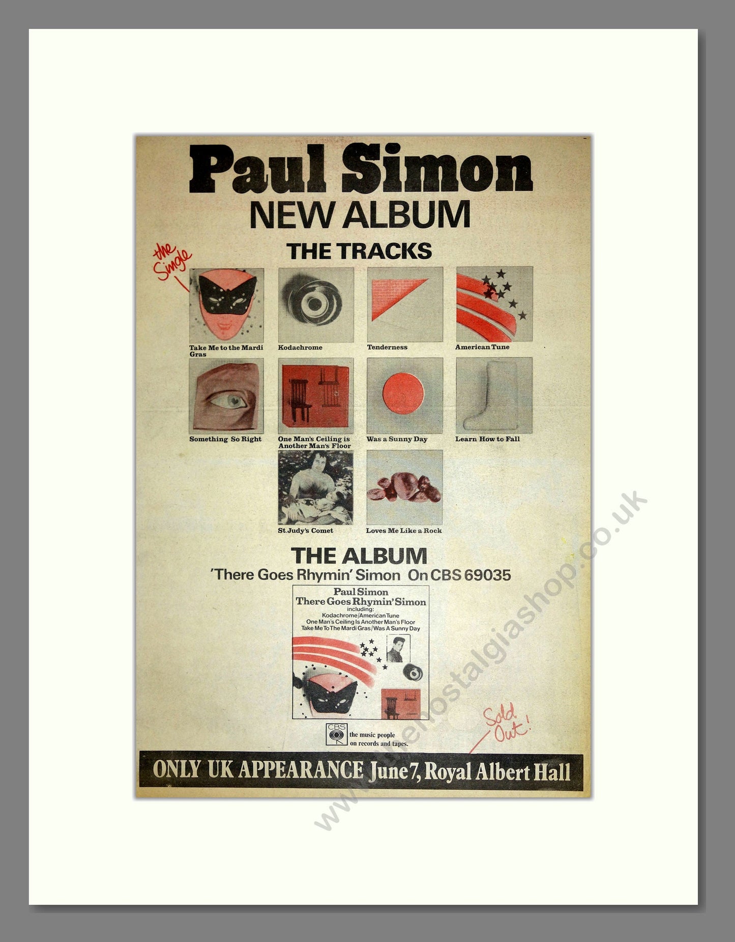 Paul Simon - There Goes Rhymin' Simon. Vintage Advert 1973 (ref AD16696)