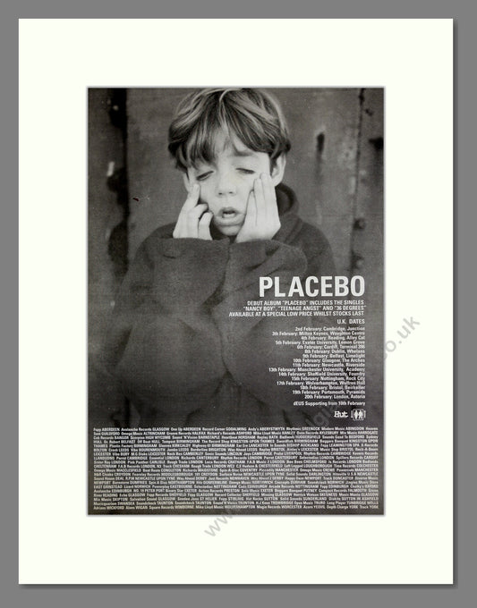 Placebo - Debut Album UK Tour. Vintage Advert 1997 (ref AD16739)