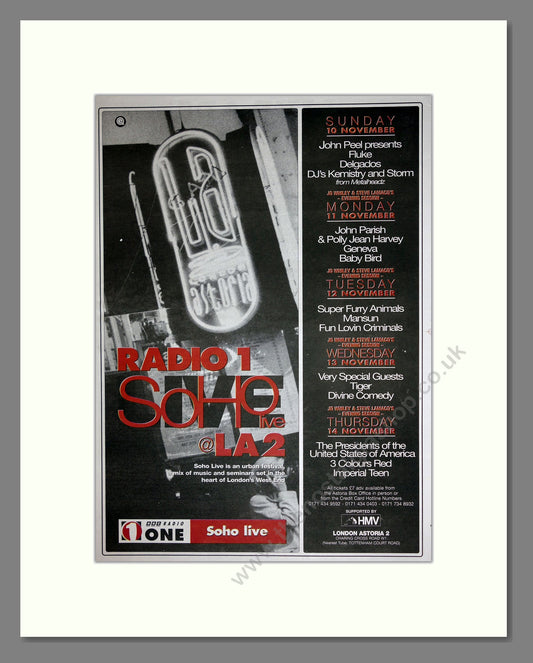 Radio 1 - Soho Live. Vintage Advert 1996 (ref AD16804)