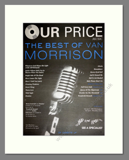 Van Morrison  - Best Of. Vintage Advert 1990 (ref AD16807)