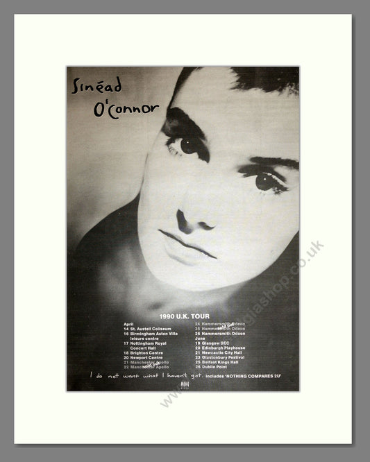 Sinead O'Connor - UK Tour. Vintage Advert 1990 (ref AD16835)