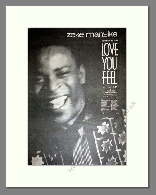 Zeke Manyika - Love You Feel. Vintage Advert 1989 (ref AD16836)