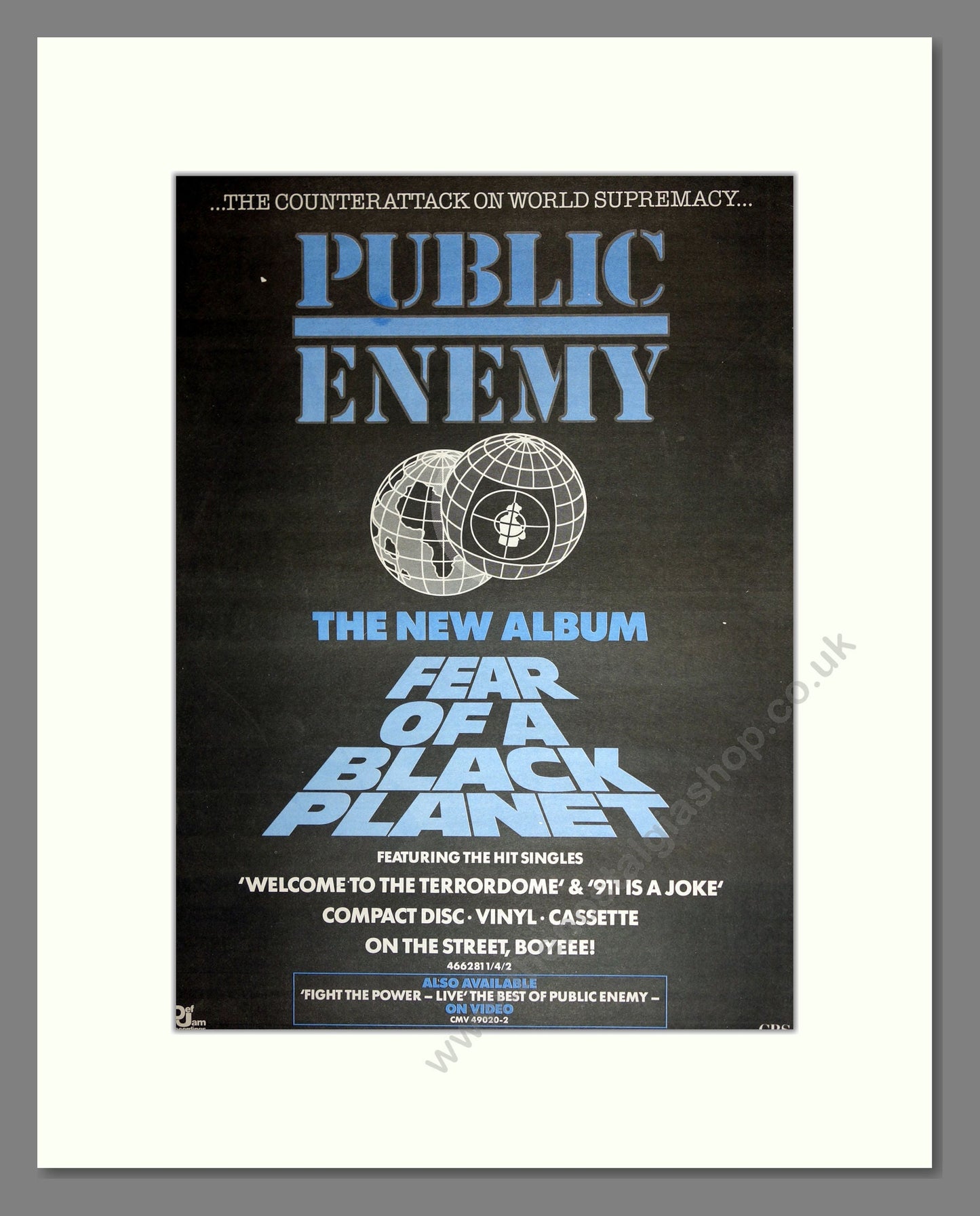 Public Enemy - Fear of a Black Planet. Vintage Advert 1990 (ref AD16837)