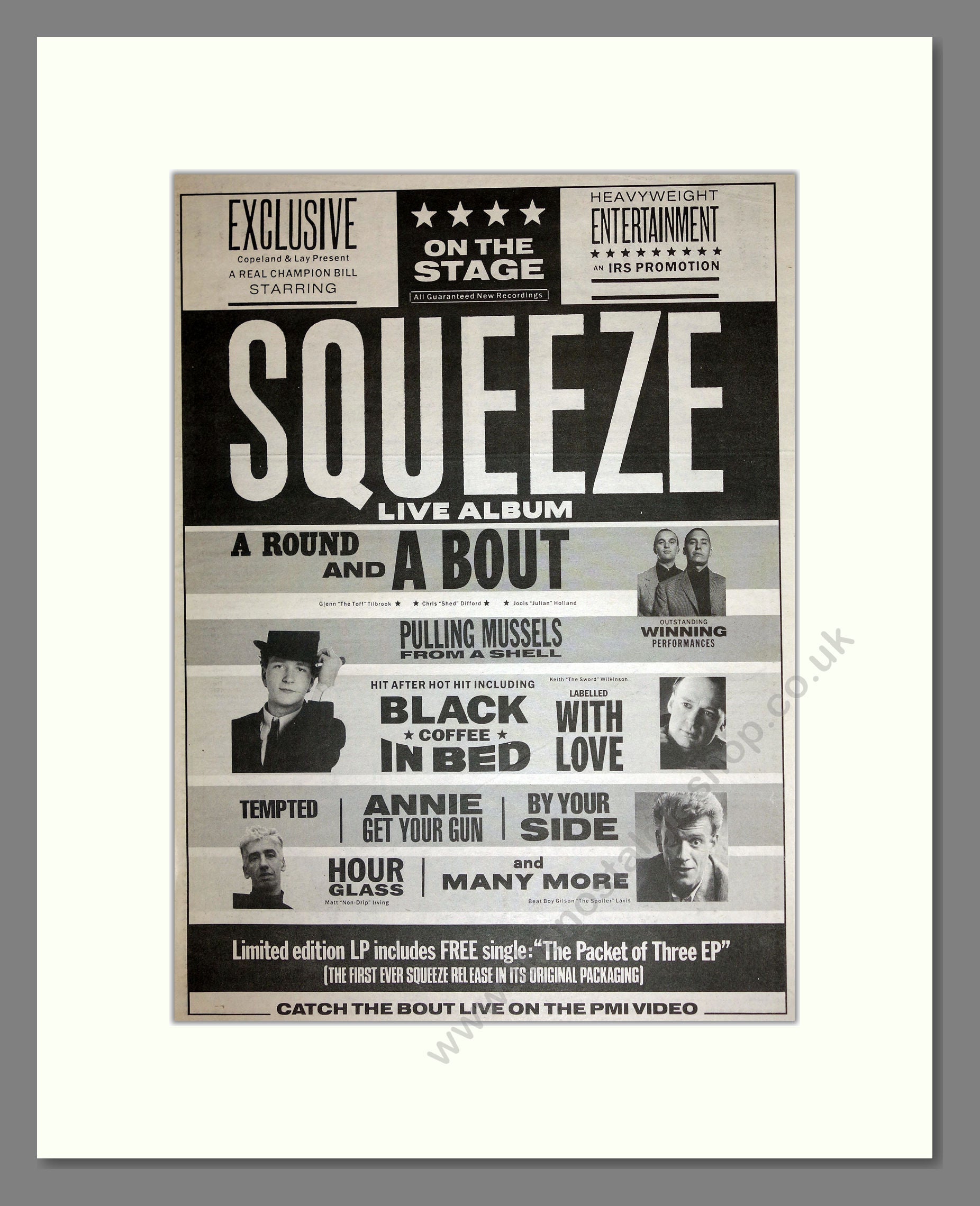 Squeeze - Live. Vintage Advert 1990 (ref AD16838)