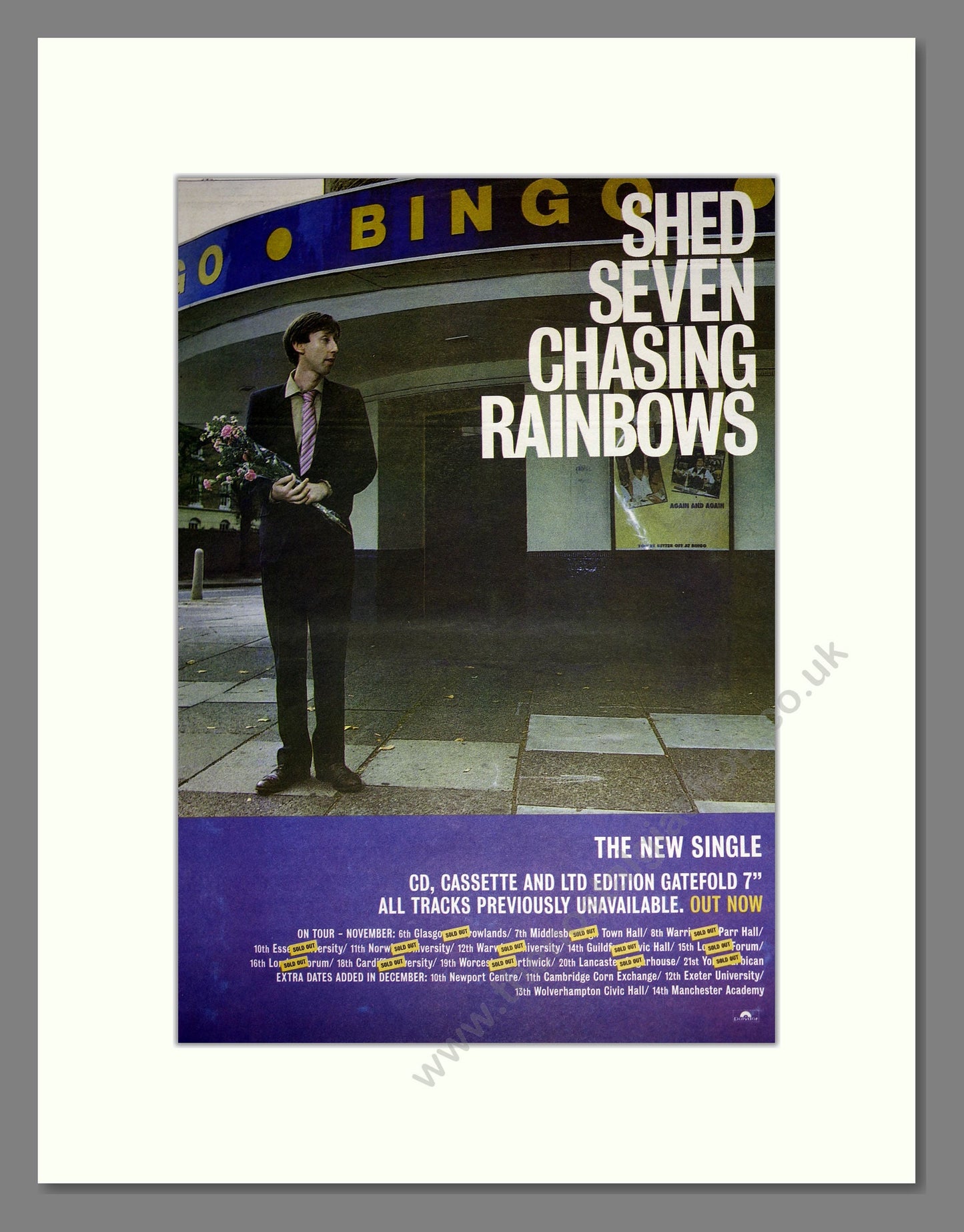 Shed Seven - Chasing Rainbows UK Tour. Vintage Advert 1996 (ref AD16849)